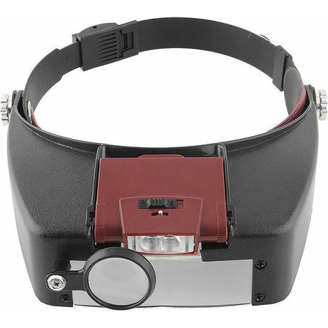 Magnifying Helmet Glasses with LED Light - 1.5X - 10X Zoom - Headband Magnifying Helmet with Light for Reading, Jewelry Making, Sewing, and DIY Projects - Red (1/4)