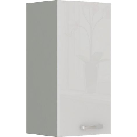 Küche Hängeschrank 30 Bianca Weiß Hochglanz + Grau Küchenzeile Küchenblock (1/4)