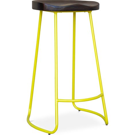 Barhocker - Industriedesign - Holz und Metall - 76cm - Aiyana Gelb