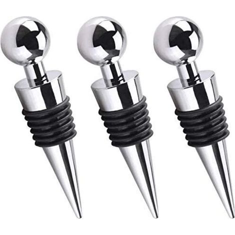 Lot de 3 bouchons pour bouteilles de vin (vin rouge, champagne, bière) (1/4)