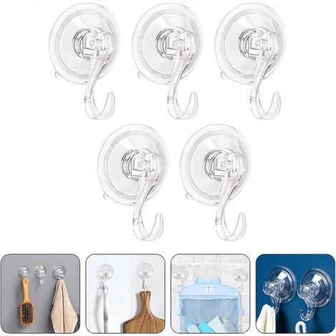 Crochets amovibles, lot de 5, à ventouses, pour la maison, sans perçage, porte-serviettes réutilisables, crochet de plafond (1/4)