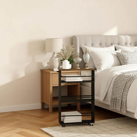 Mueble estrecho con ruedas de madera y metal OKMYHOME (1/3)