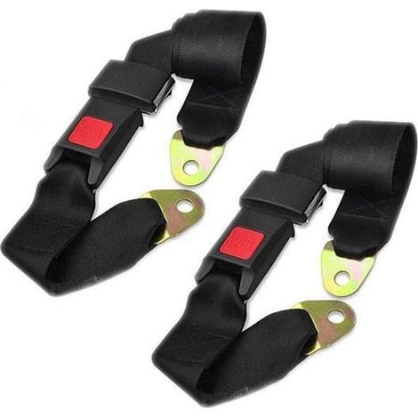 2 ceintures de sécurité à 2 points, réglables, sangles en polyester haute résistance, pour personnes âgées et personnes handicapées, noir (1/5)