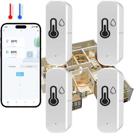 Thermomètre Hygromètre Wifi pour surveillance de la température et de l'humidité intérieure et extérieure, fonctionne avec l'application Smart Life/Tuya, compatible avec Google Home, Alexa, 4 pièces (1/5)