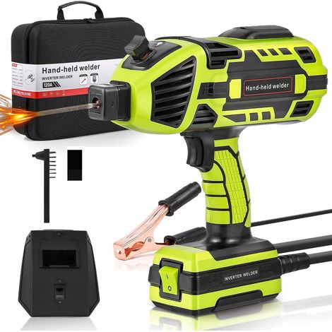 Ej.Life 4.6KW Machine à Souder Améliorée, 220V Soudeuse Portative avec Onduleur IGBT 5 Réglage du Courant Variable, Pistolet de soudage ARC portable pour fils de 3/32"-1/8",vert (1/5)