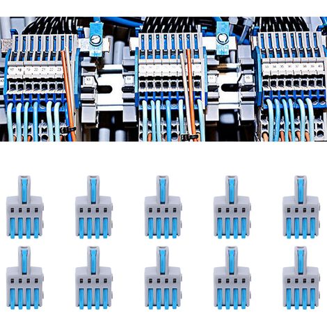Lot de 20 borniers à connexion rapide de type T, connecteurs répartiteurs à bouton-poussoir, connecteurs parallèles 1 entrée 4 sorties, gris SPL-F14A bleu (1/5)