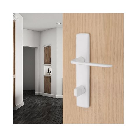 Ouvre&Déco – Poignée de porte d'entrée à cylindre – 2 poignées TOM avec verrou condamnation – Zamak blanc – Entraxe 165 mm (1/3)