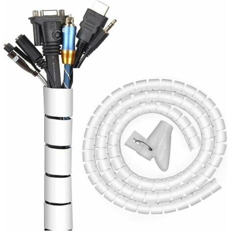 Système de Gestion des Câbles - Spirale Cache-Câble - 22 mm x 3 mètres - Organisateur de Fil Flexible pour Bureau, Domicile, PC, TV (1/4)