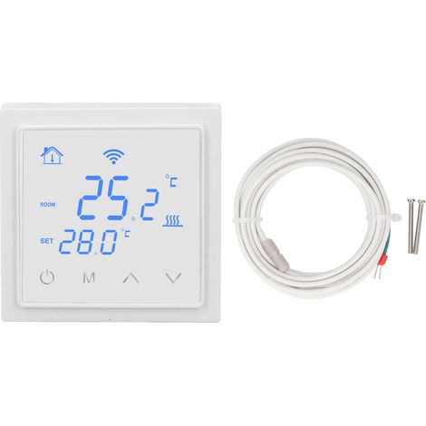 16A WiFi Smart Elektrischer Fußbodenheizungsthermostat mit Sprachfunktion für Zuhause AC85-250V Weiß.