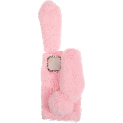 Étui de téléphone en peluche avec oreilles de lapin, motif dessin animé, compatible avec l'iPhone 13-Apple iPhone 13-Pink (1/3)