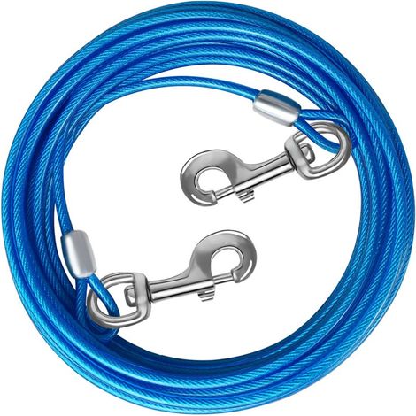 Câble d'attache pour chien : Laisse en fil d'acier de 4,5 m avec clips de qualité supérieure - Laisse robuste pour grands chiens jusqu'à 75 kg, pour une utilisation extérieure dans le jardin (1/5)