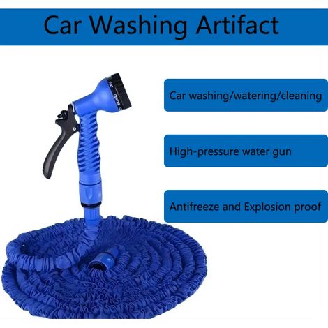 Pistolet à eau de nettoyage de sol (vert, 7,6 m) avec tuyau télescopique de 7,6 m à 30,5 m, idéal pour le lavage de voiture et autres usages domestiques. (1/4)