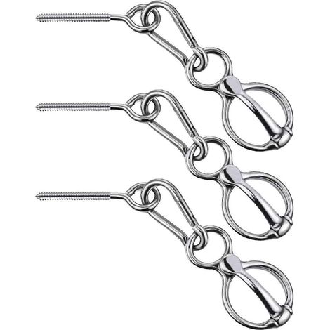 Lot de 3 anneaux d'attache pour chevaux en acier inoxydable avec boucle à pression sécurisée pour un dressage respectueux du bien-être animal, pour l'écurie et le transport en van. (1/5)