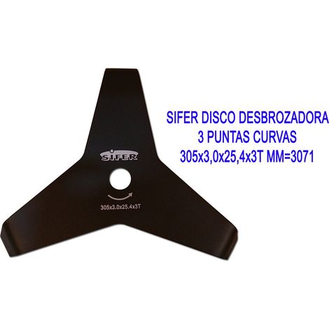 Disque pour débroussailleuse Sifer 3 pointes courbées 305 mm 3,0 mm 25,4 mm 3T MM3071