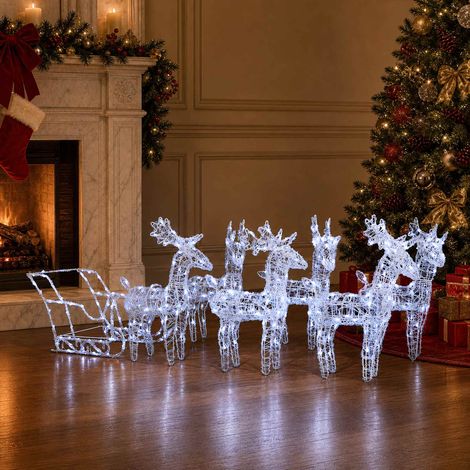 vidaXL Reindeers & Sleigh Christmas Decoration 320 LEDs Acrylic (1/5)