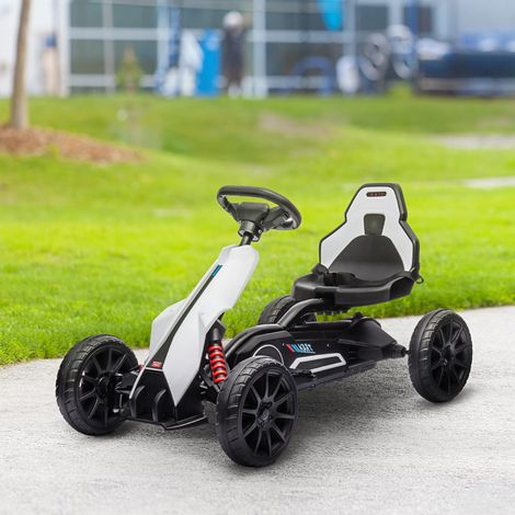 Kart eléctrico de 12 V para niños - Velocidad ajustable de 3 a 5 km/h para niños de 3 a 8 años - Asiento ajustable - Blanco