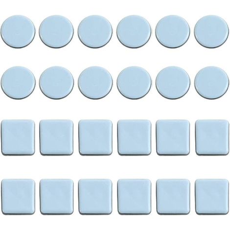 24 patins de meubles, ronds et carrés, en polytétrafluoroéthylène, pour sols lisses (carrelage, parquet) (1/5)