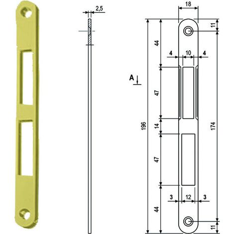 Incontri serratura centro e centro s bordo tondo ottonato - ottonato verniciato (b01000.39.03) - 5 pz