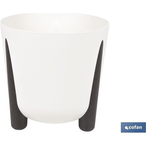 Pot de fleurs en composite bois-plastique avec pieds et filtre de drainage, 34,1 cm de diamètre, 19,4 L, couleur crème (1/4)
