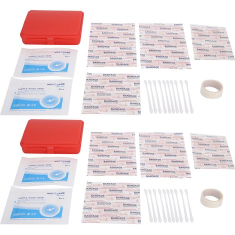 Trousse de secours d'urgence 2 pièces pour extérieur, kit de soins sportifs entorse, boîte à outils médicale portable, équipement de premiers soins domestique, traitement des blessures. (1/5)