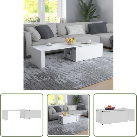 INLIFE Table basse Blanc 150x50x35 cm Aggloméré (1/5)
