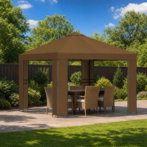 vidaXL Gazebo 3 x 3 m Taupe Polyester and Steel 190 gsm (1/4)