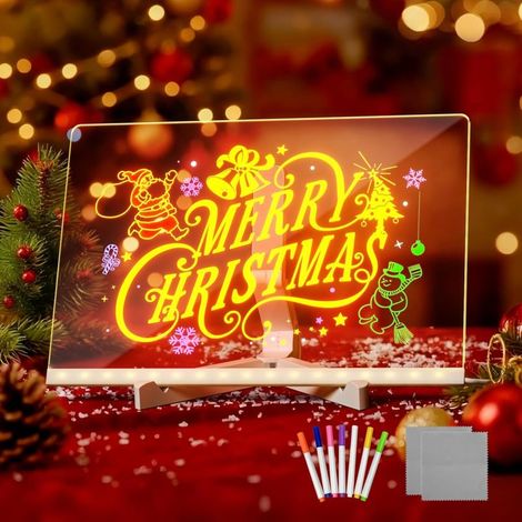Tableau blanc LED acrylique – 30x20cm, 7 LED, lumineux, avec support, pour notes (1/5)