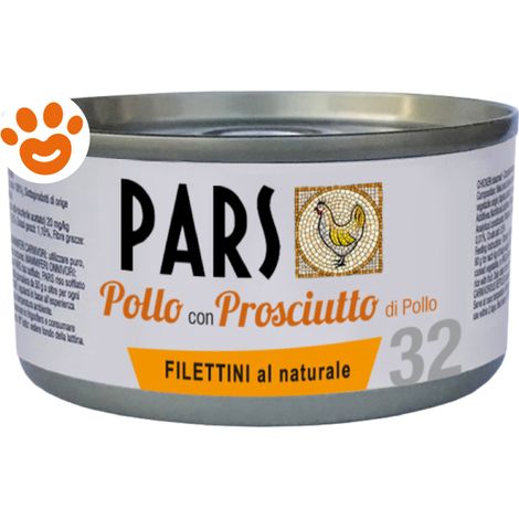 Pars Dog & Cat Filettini al Naturale Pollo con Prosciutto di Pollo 32 - Lattina 85 Gr -