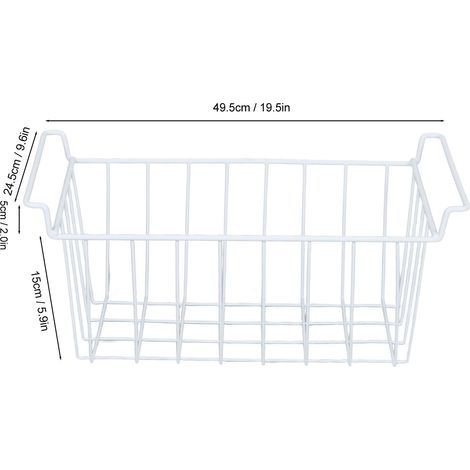 Ortviai Panier de rangement en fil métallique pour congélateur – 2 unités, 49,5 x 24,5 x 20 cm, poignées intégrées (1/4)