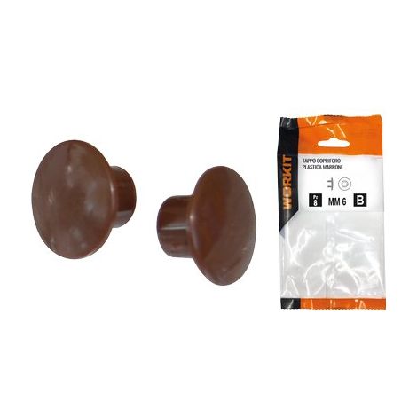 TAPPO COPRIFORO SELF WORKIT - PLASTICA MARRONE MM 8 CF=PZ 30- 5 confezioni