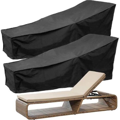 Lot de 2 housses transat jardin 210D – Imperméables, anti-poussière – Protection chaise longue extérieur (1/4)