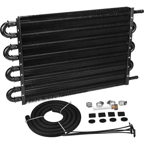 Kit de convertisseur de radiateur de refroidisseur d'huile de transmission déporté en aluminium à 8 rangées, universel, conduites de refroidisseur de transmission de 5/16" ID. (1/5)
