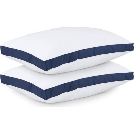 Lot de 2 oreillers à soufflets 50x70 cm - Premium Bleu Marine, soutien cervical, respirant (1/5)