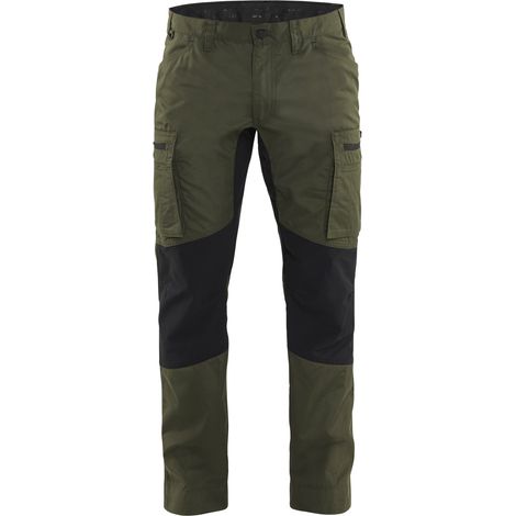 Pantalon de travail maintenance polycoton stretch Vert forêt/Noir XS - FR(38) - SE(C44) - Courtes