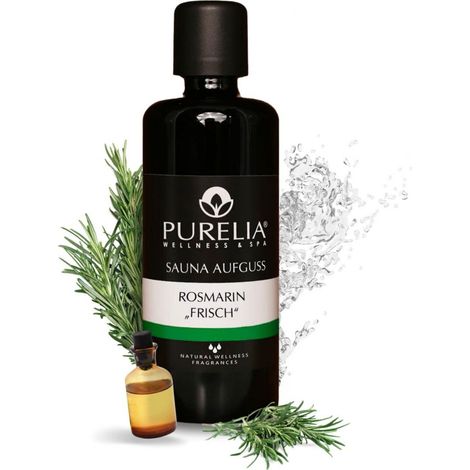 PURELIA Saunaaufguss Konzentrat Rosmarin frisch 100 ml natürlicher Sauna-aufguss - reine ätherische
