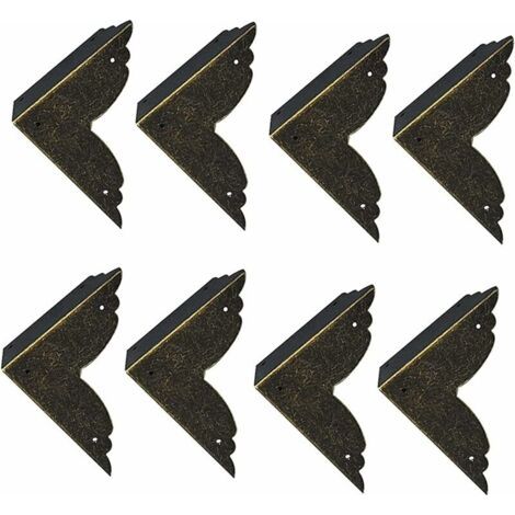 8 pièces Vintage Protecteur Décoratif d'angle en Fer protecteurs d'angle en métal pour Meubles De Protection d'angle De Meuble en Bronze pour Meuble et Boîte en Bois Coffret à Bijoux Bronze 707020mm,V (1/5)