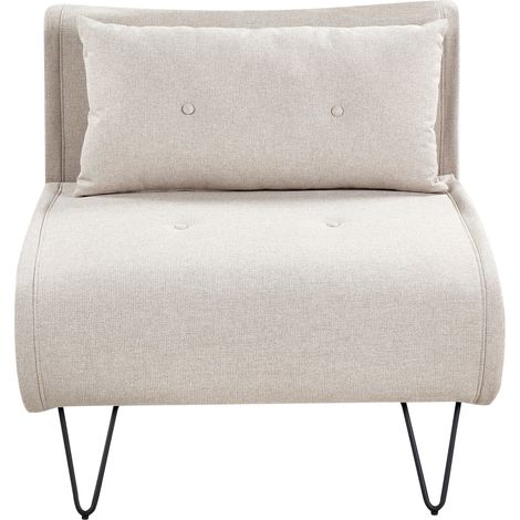 Sofá cama glamuroso 1 plaza individual con cojín de tela beige claro Vestfold (1/5)