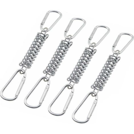 Boucle Ressort Tension Fixation Store,Voile D\'ombrage Fixations Accessoires 4 Ressorts HéLicoïdaux 8 Mousquetons,4 Pcs
