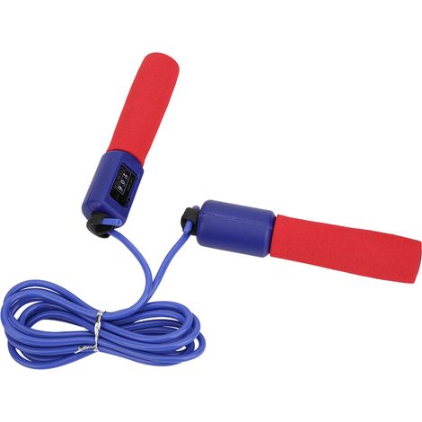 Corde à sauter électronique pour enfants avec poignée en éponge, rotation à 360°, idéale pour la musculation et le fitness. Rouge et violet. (1/5)