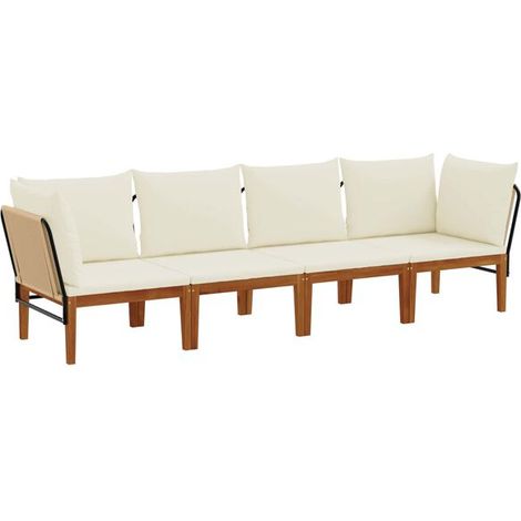 Lot de 4 Pièces en Bois d'Acacia Massif avec Cordes Naturelles (1/5)