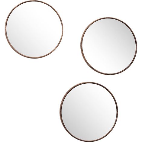 Enssemble de 3 Miroir Ø26 cm Imitation Bois (1/5)
