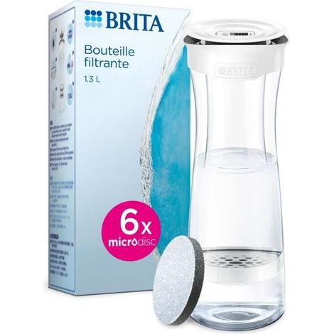 Bouteille filtrante - BRITA - Blanc Graphite - 1,3L - 6 filtres MicroDisc - Compatible lave-vaisselle (1/5)