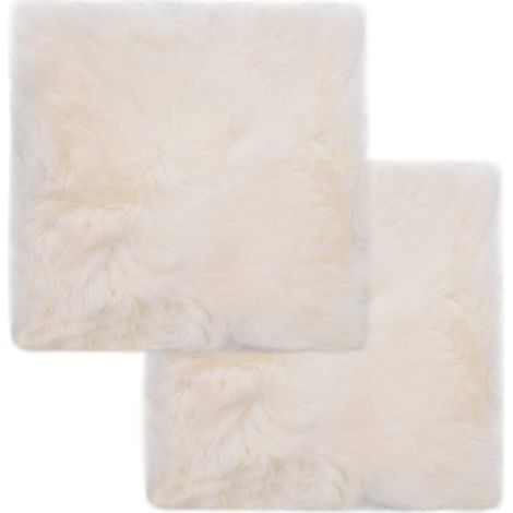 Coussins de chaise lot de 2 Blanc Peau de mouton véritable