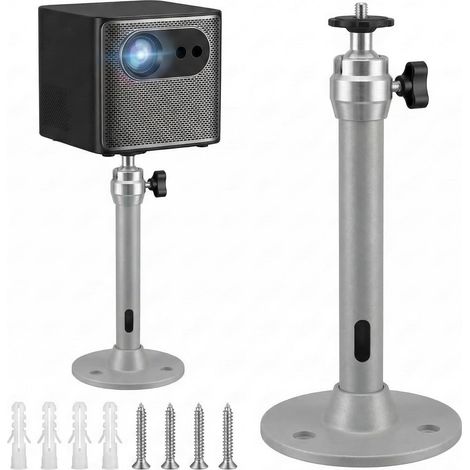 Support Vidéoprojecteur Aluminium, Support Vidéoprojecteur Plafond 360° Orientable 360°, Support Projecteur Universel Pour Mini Vidéoprojecteur, Mur, Table, Bureau, Salon et Salle de Réunion (1/5)