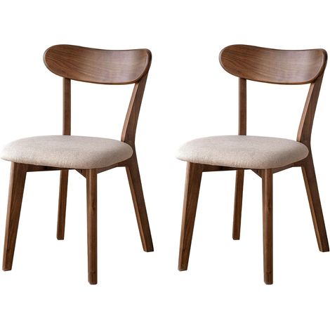 Lot de 2 Chaises de Salle à Manger en Chêne Massif, Dossier Design Ergonomique, Chaise Rembouré pour Salle à Manger, Cuisine, Salon, Bureau, 47,5 x 55 x 78 cm, Noyer (1/5)