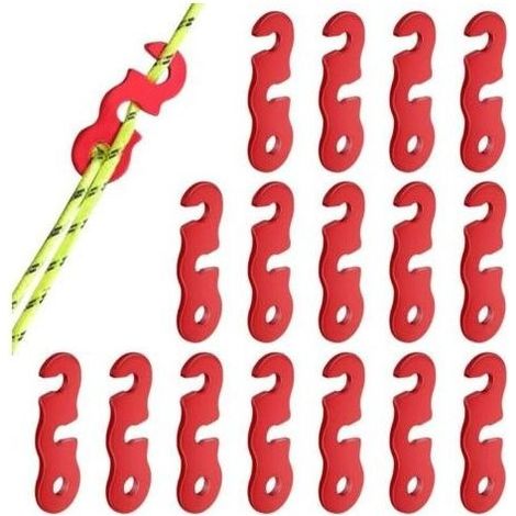 Tendeur de Corde, 16 pièces Tendeur de Corde Camping en Alliage d'Aluminium, Guyline Tendeurs Ajusteur de Corde, Tendeur de Tente, Corde Boucle Ajusteur pour Tente Bâche Randonnée (1/5)