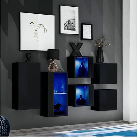 Ensemble meuble mural Switch SB IV - L 150 x P 30 x H 80 cm - Noir - Livraison gratuite