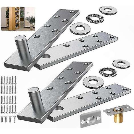 Charnières pivotantes robustes avec plaque de protection, adaptées aux portes en bois, supportant une charge jusqu'à 200 livres (90 kg), usage intensif. (1/5)