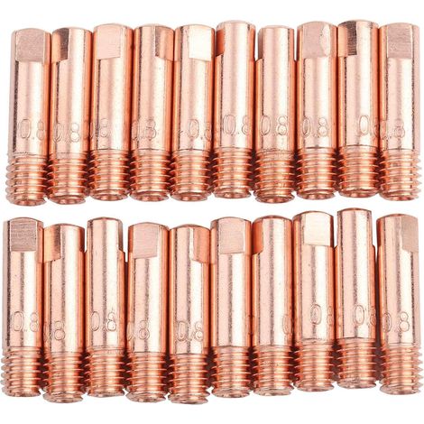 Lot de 20 buses de soudage - Pointe de contact - En cuivre de 0,8 mm - Pour torche de soudage MIG/MAG 15AK MIG/MAG - Accessoires d'usure (1/5)