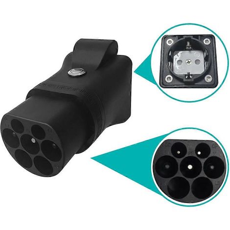 Chargeur portable Type 2 V2L pour conversion de véhicule électrique, prise Schuko, avec interrupteur et prise européenne. (1/5)